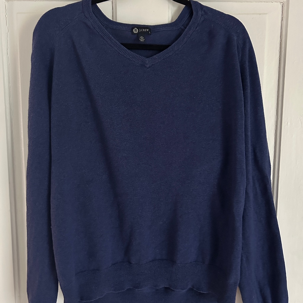 J.Crew Navy Blue V-Neck Sweater 5% Cashmere Large